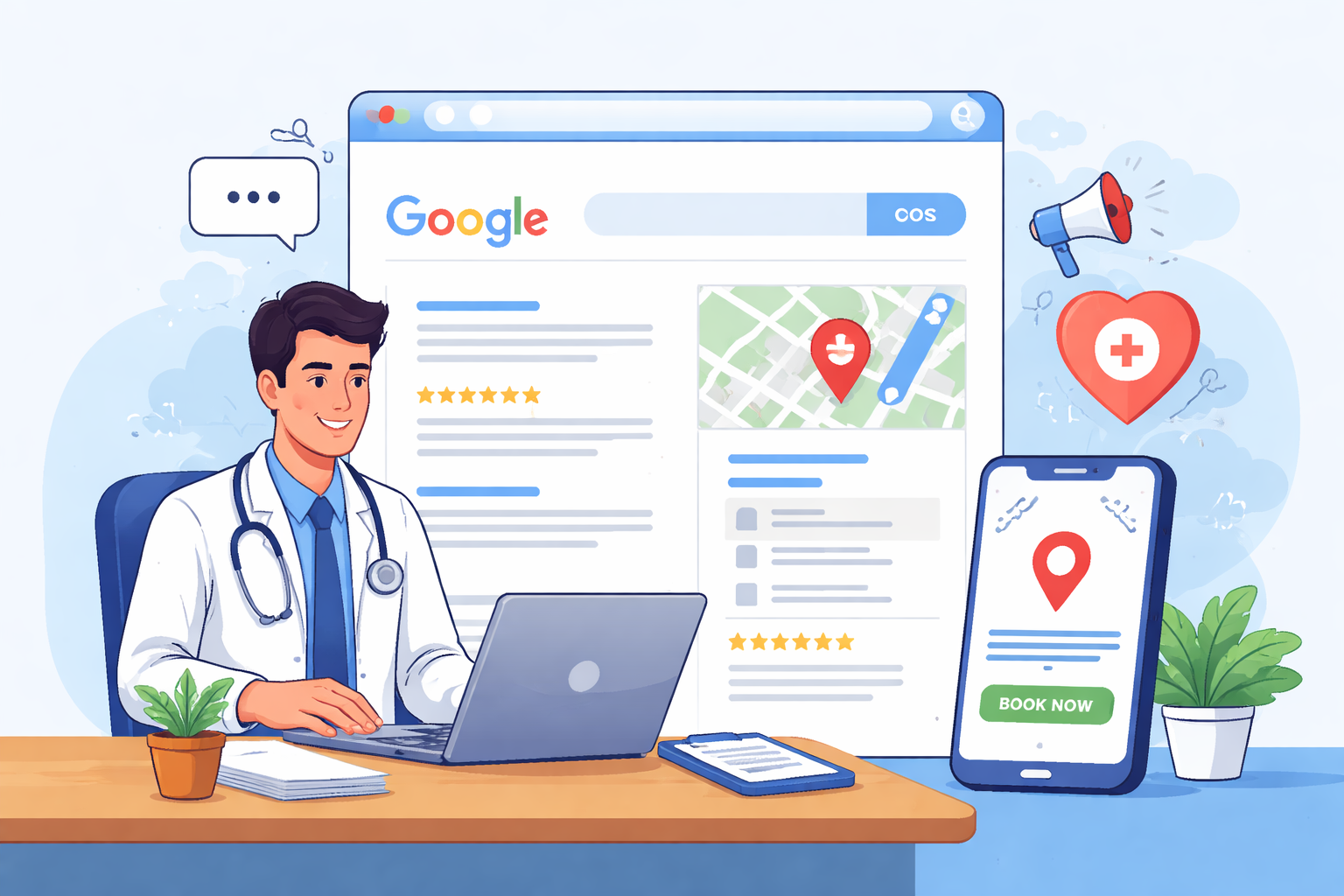 Learn how doctors attract more patients through Google Search using SEO, local visibility, content, and...